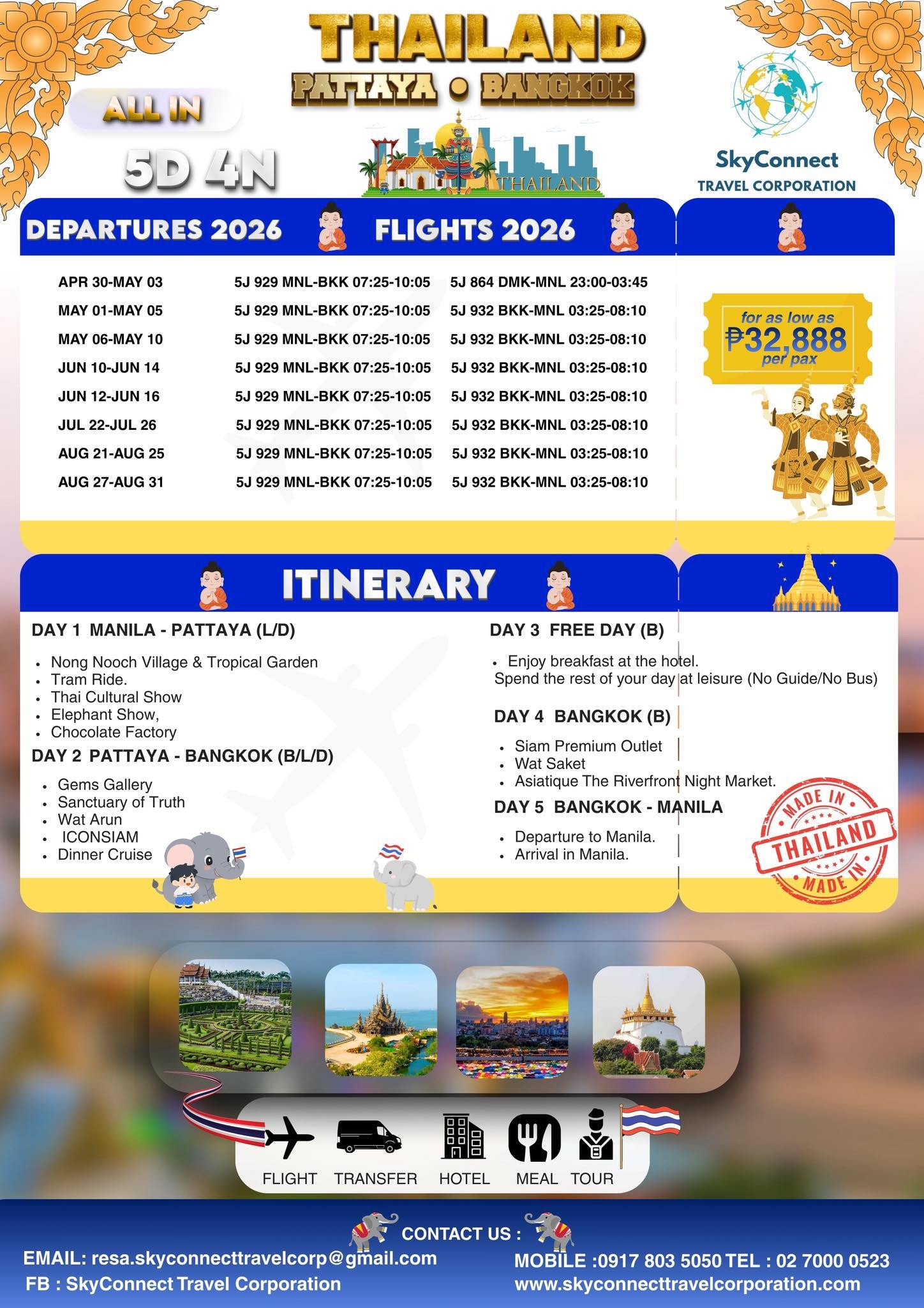 2026 All-in Thailand Package (Pattaya+ Bangkok)